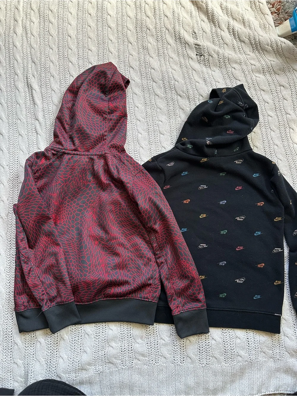 Nike Kids Hoodies - Red Patterned & Black Multi-Logo
